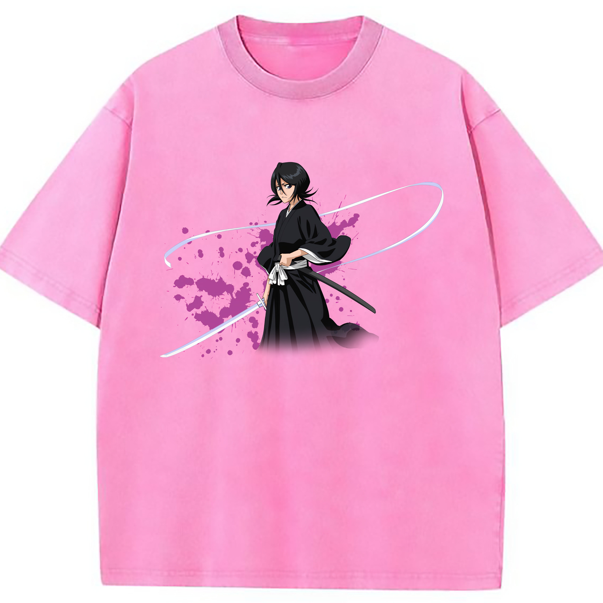 （画像用） ブリーチ 朽木ルキア BLEACH Kuchiki Rukia 綿100% ヴィンテージ風 半袖Tシャツ（フロントプリント）